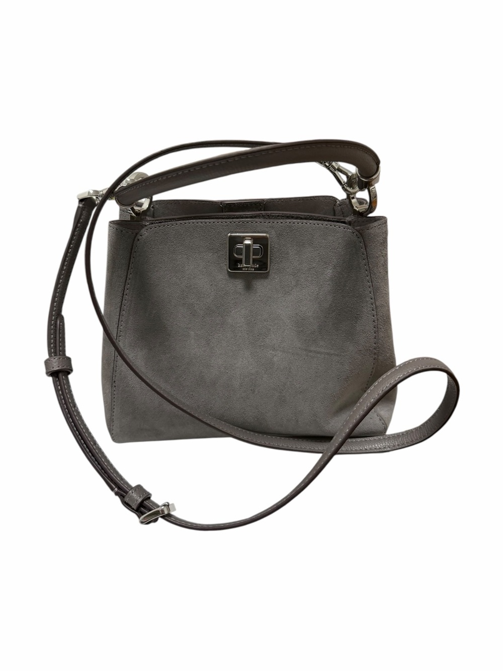 Kate Spade Solid Gray Suede Leather Satchel Handbag